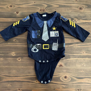 Baby Police Costume Bodysuit Navy Blue 6–12 Months Long Sleeve Cute
